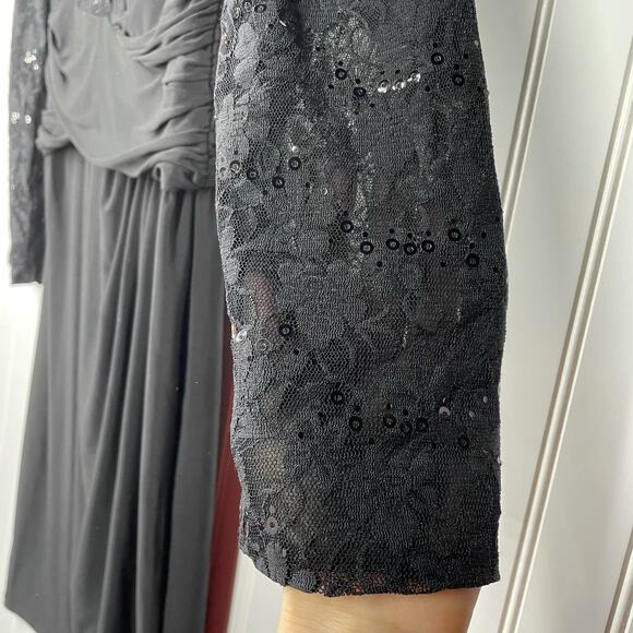 NWT Chaps Ralph Lauren Women's Black Lace Boat Neck Back Zip Midi Dress Size 12 - Picture 8 of 9